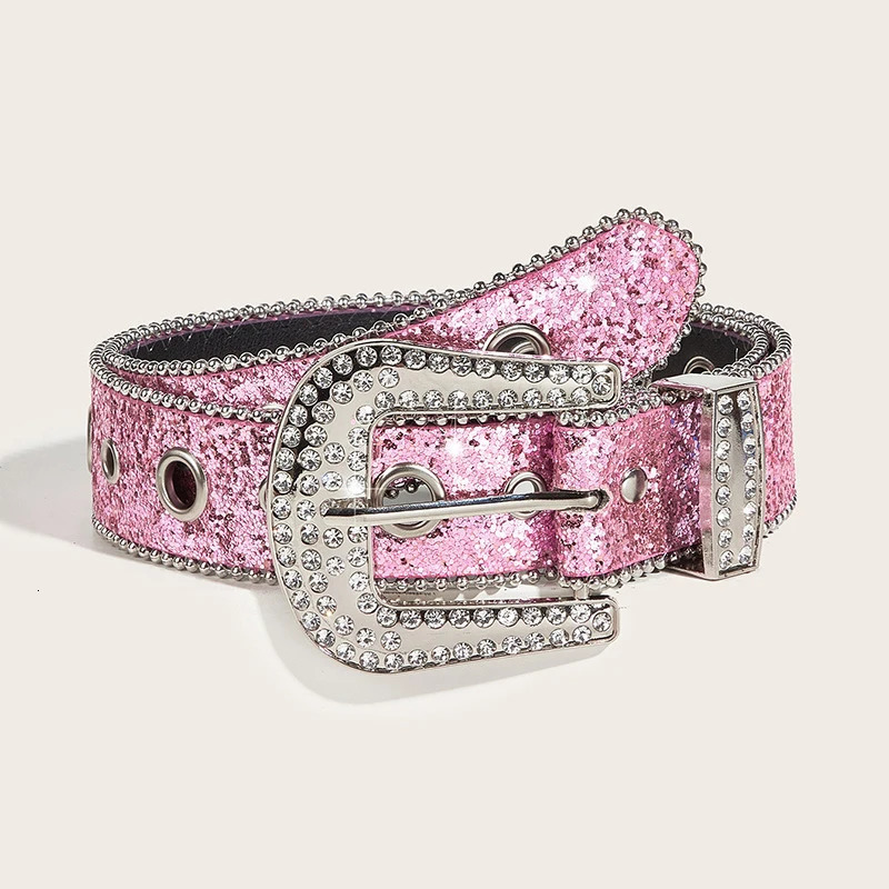 Fashion Rivet Rhinestone Belts PU Leather Bling Crystal Adjustable Belt Y2k Glitter Belts Jeans Pants Dress Belt For Women Girls 250711
