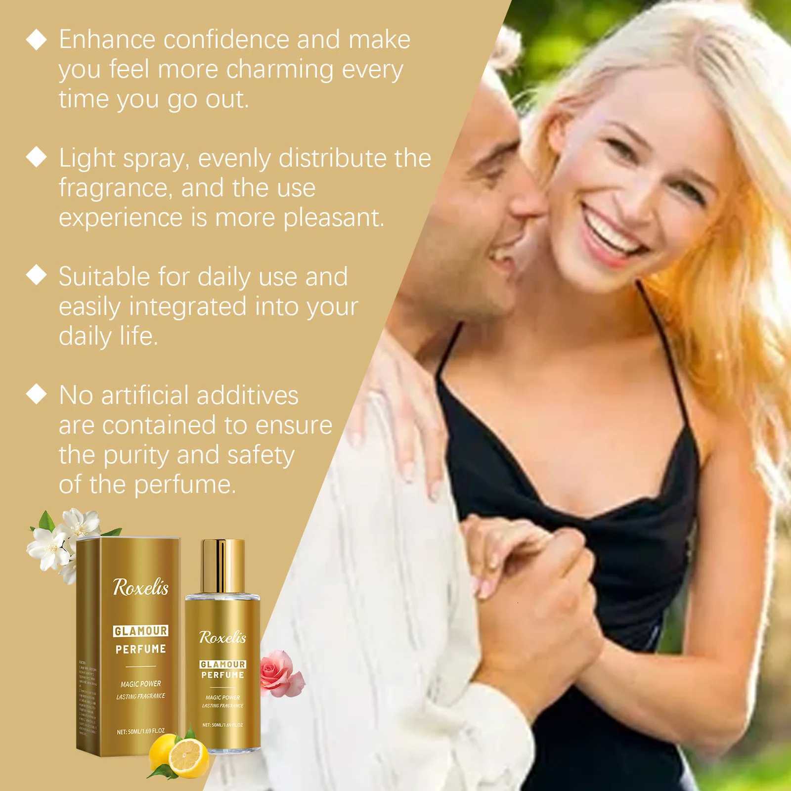 50ml Roxelis Cologne Charming Perfume Spray Long Lasting Scent Valentines Day Gift Dating Attract Odor Removal Pheromone Perfume W250712