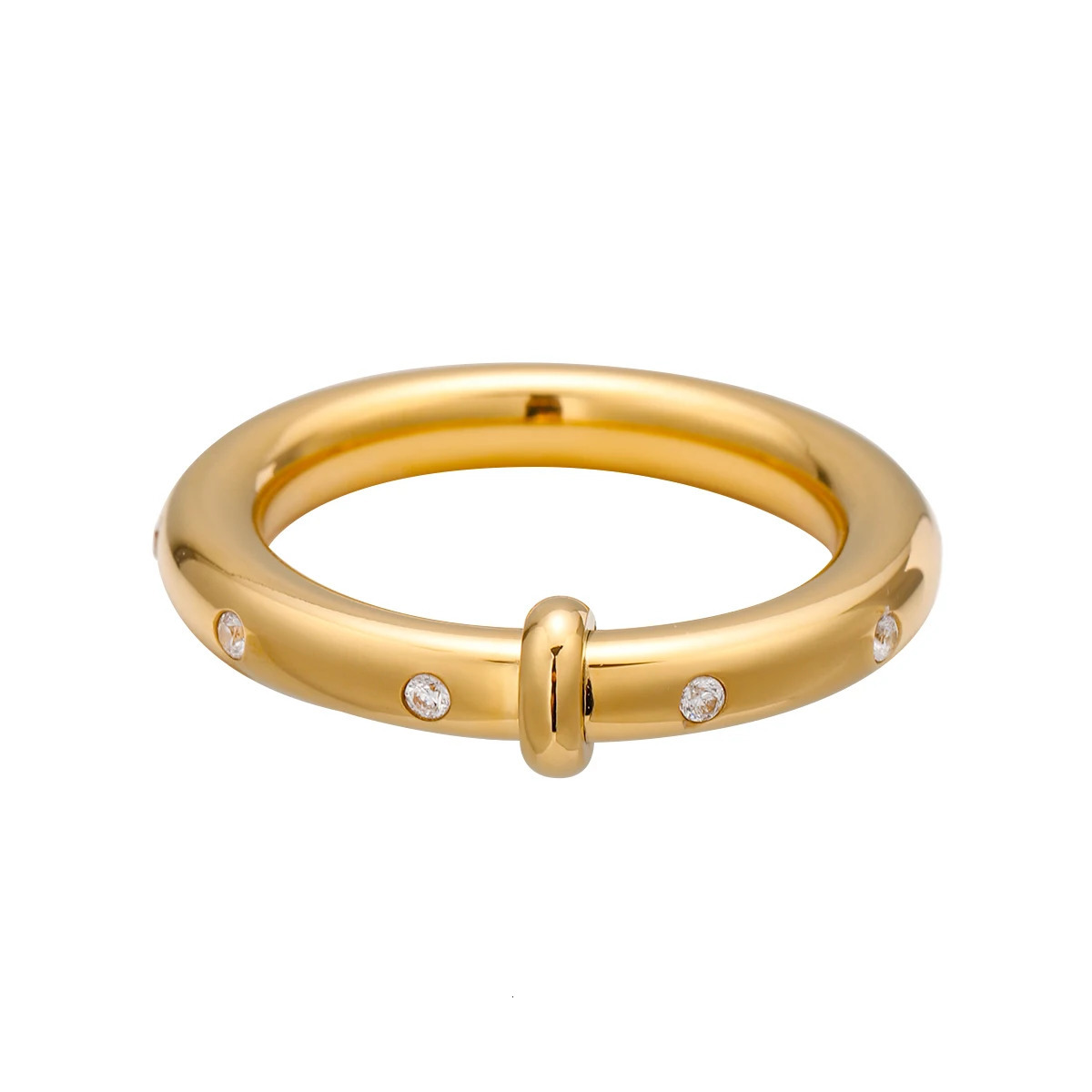 Youthway Round Plain Zircon Rhinestones Ring For Men 18K Gold Plated Stainless Steel Waterproof High quality Wedding Jewelry 250708