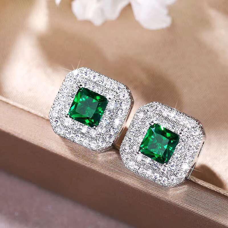 Simple Earrings Fashion Classic Womens square Zircon Copper Earrings Womens Daily Commute Accessory