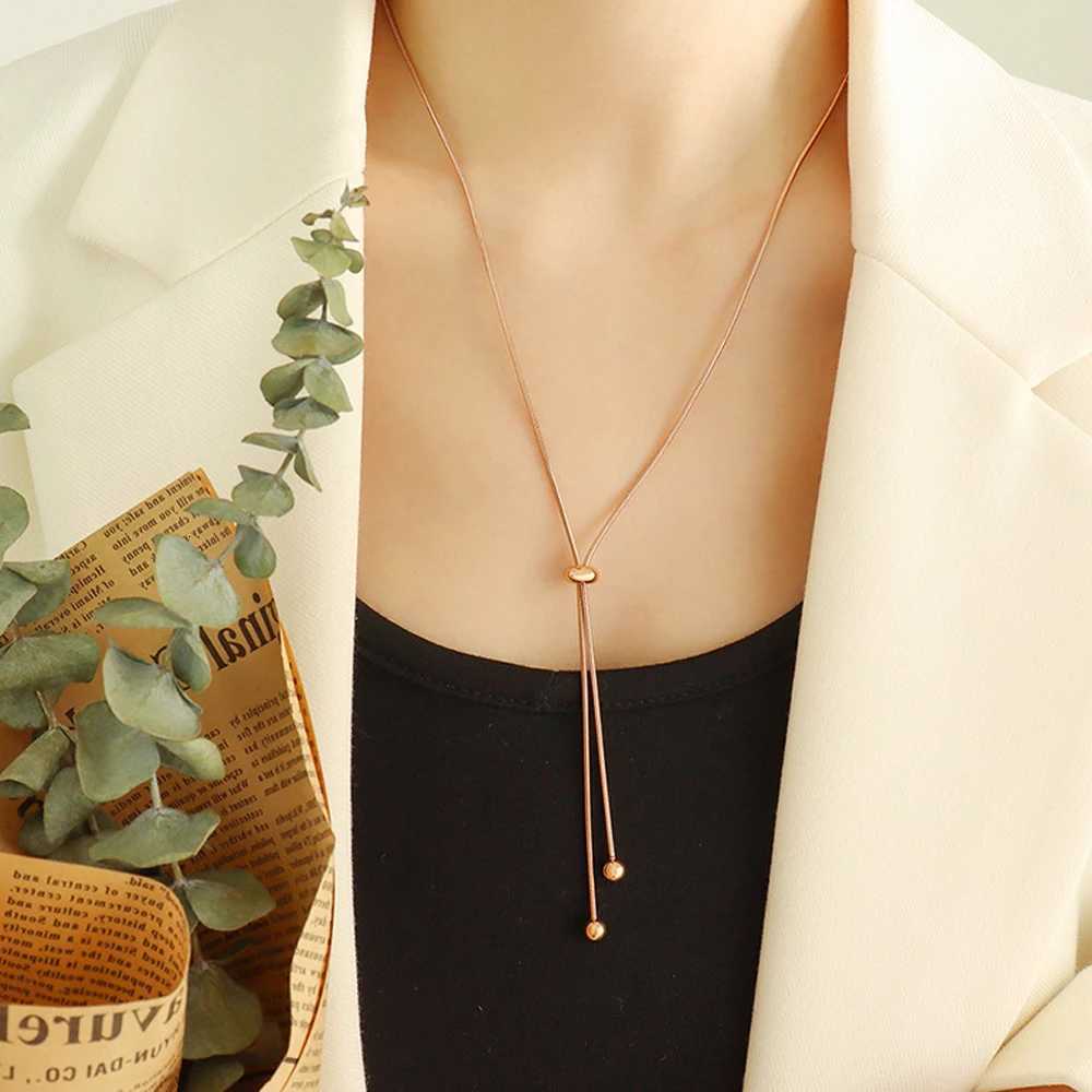 Anco Stainless Steel Y-shaped Beads Collaone Round Long Pendant Necklace Snake Chain Mens Holiday Gift W250712