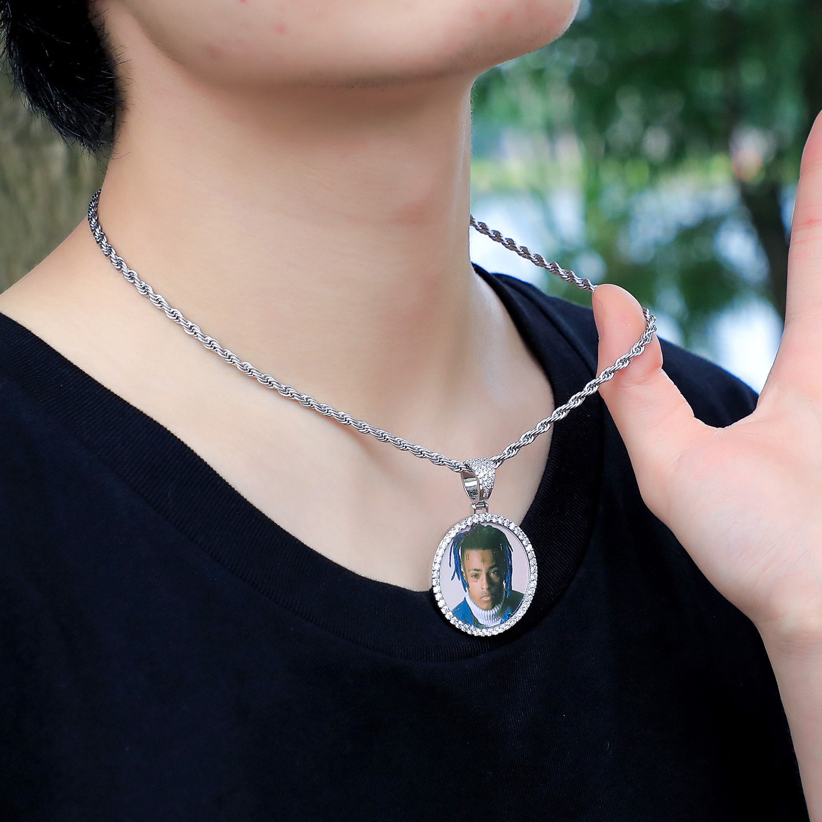 Luxury Jewelry Designer Jewelry European And American Hip-hop Family Personalized Photo Pendant Copper Inlaid Zircon DIY Big Brand Same Style Creative