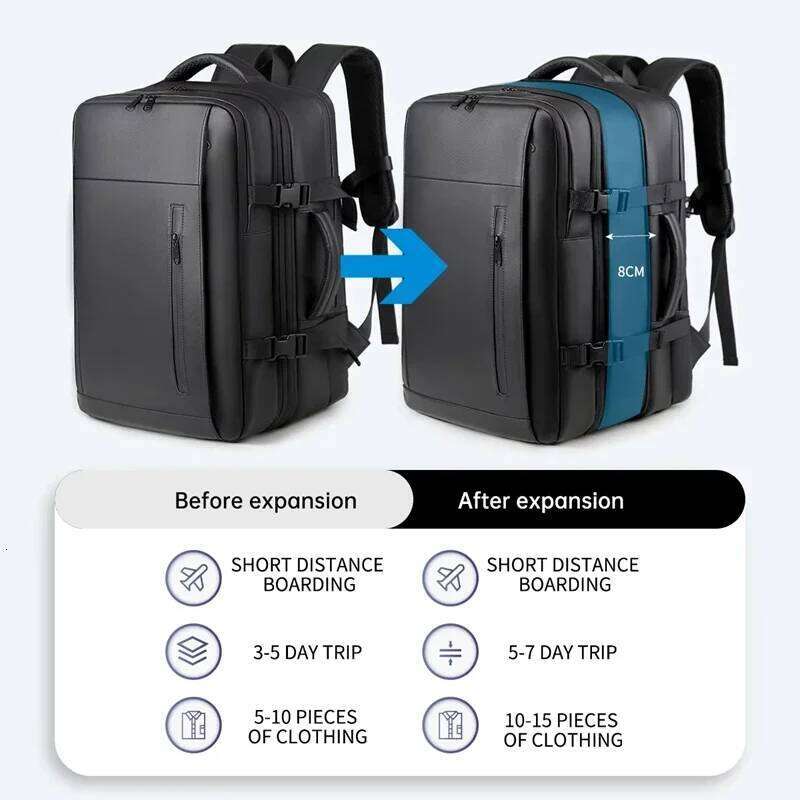 Vacuum Travel Bag For Men Large Capacity Computer Business Laptop Expandable Backpack School Bags