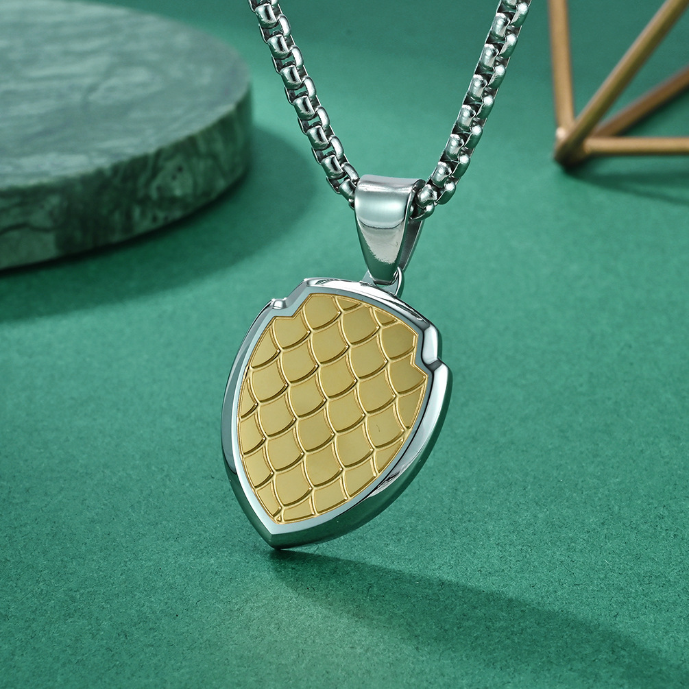 Luxury Jewelry Designer Jewelry Dragon Scale Shield Men's Necklace Trendy Brand Versatile Cool High-end Photo Frame Pendant Men's Trendy Hip