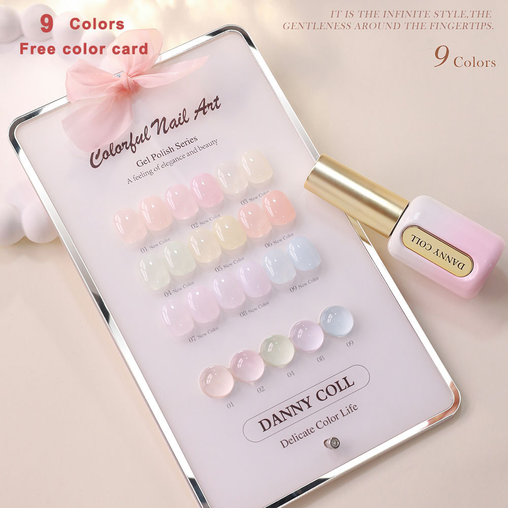 Spring Summer Icy Jelly Gel 9pcs Nail Polish Set With Color Chart Transculent Nail Art Nail Supply Soak Off UV LED Gel Varnishes