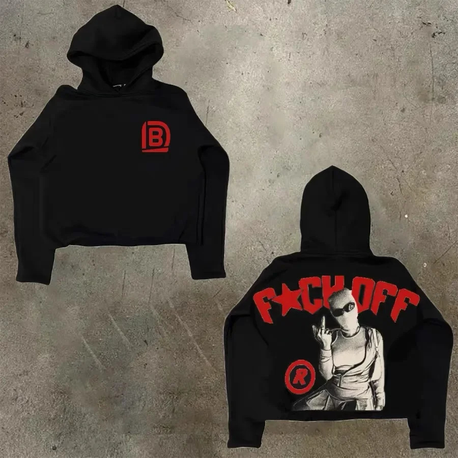 Hip Hop Gothic Hoodie American Y2K Harajuku Cartoon Print Loose Plus Size Sweater Men and Women Top 250704