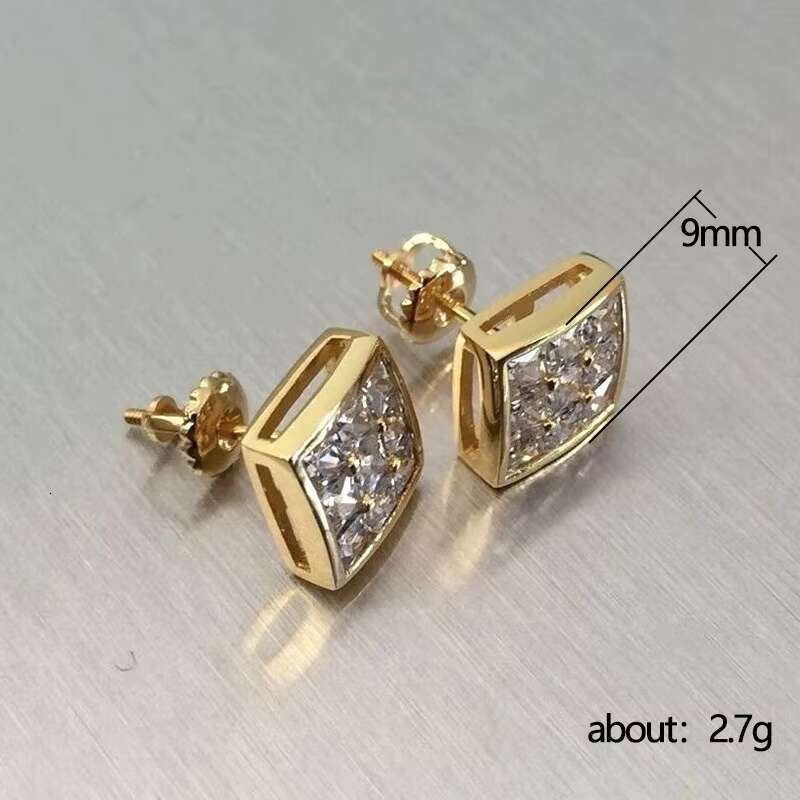 Simple Square Design Sparkling Imitated Diamond Gold Plated Earrings for Fashion Jewelry Women Wedding Stud Earrings