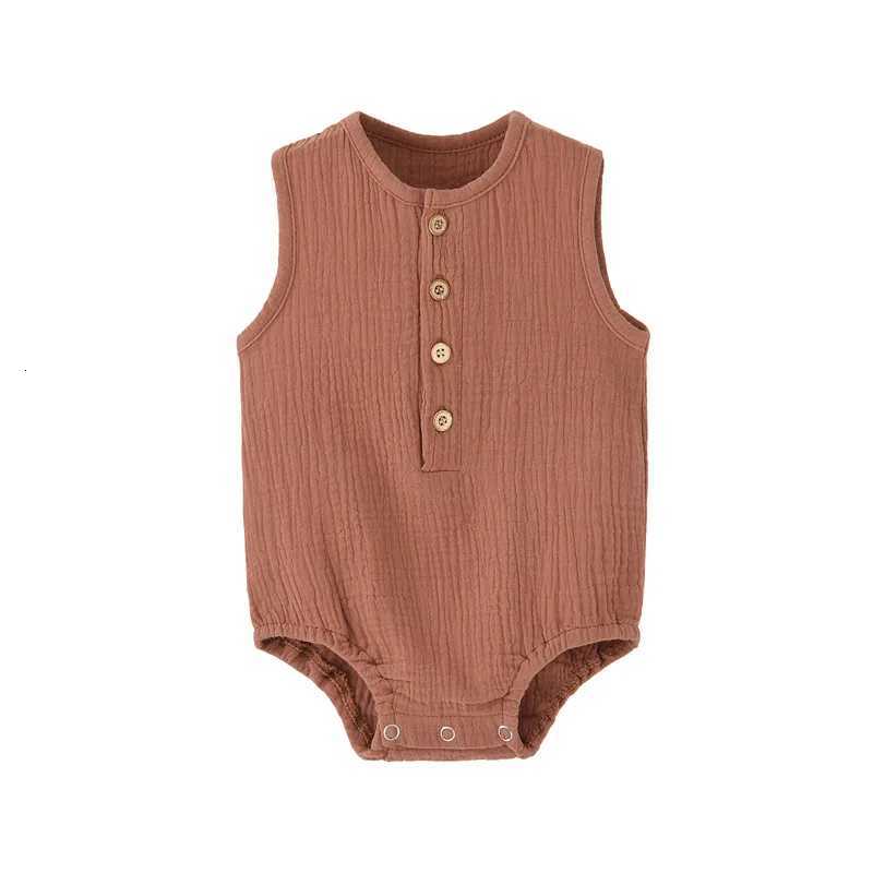 Summer Solid Newborn Baby 100% Cotton Linen Bodysuits Boy Girl Sleeveless Romper Jumpsuit Soft Skin-Friendly Thin Comfy Z250712