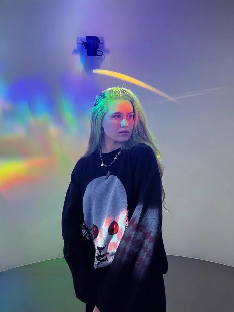 Y2K Sweater Winter Graphic Streetwear Womens Vintage Pullover Jumper High Knitwear Oversized Gothic Long Sleeve Tops Clothing 250708