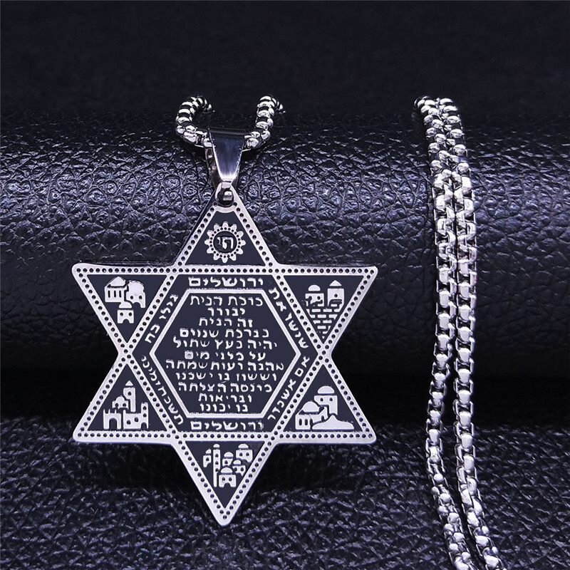 Luxury Jewelry Designer Jewelry Cross-border New Hot-selling Stainless Steel Hexagram Pendant Jewish Star Of David Vintage Titanium Steel Necklace Jew