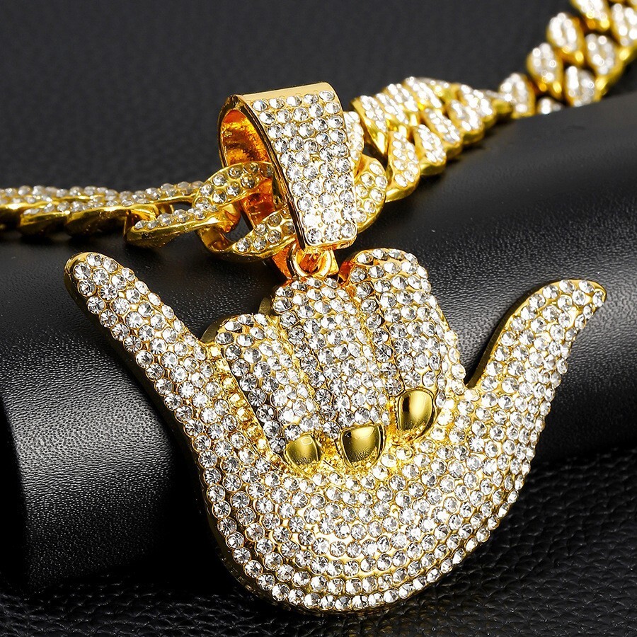 Luxury Jewelry Designer Jewelry New Hot-selling Hip-hop 666 Gesture Full Diamond Pendant Necklace Men's Personality Cool Chain Accessory