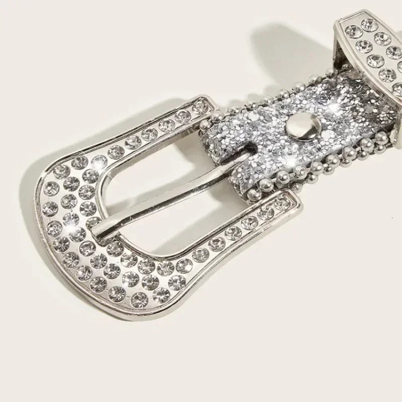 Punk Rhinestone Belt 3.8cm Y2k Bling Sequin Belts Pu Fashion Waistband Jeans Pants Decor Belt for Women Men 250711