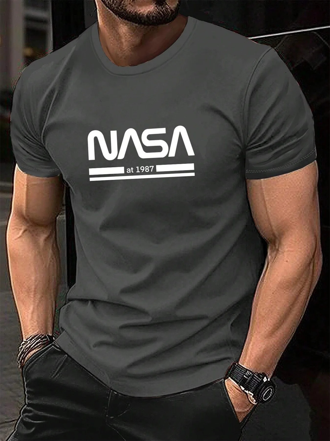 Mens summer 100 cotton fashionable casual loose fit plus size letter pattern printed sports round neck short sleeved Tshirt 250707