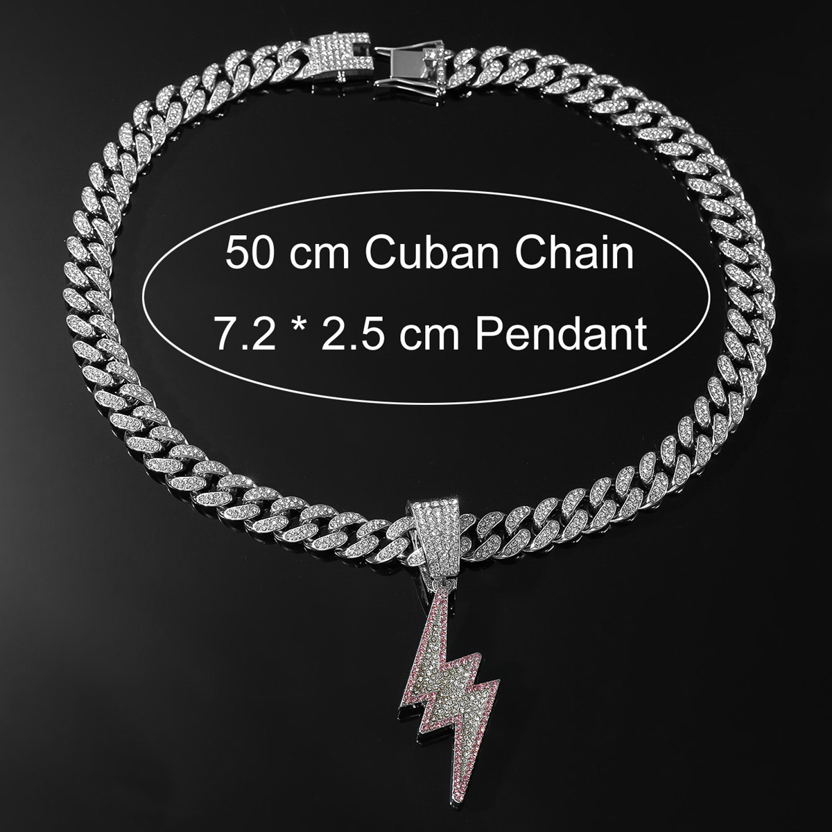 Luxury Jewelry Designer Jewelry Trendy Men's Cool Two-tone Diamond Lightning Large Pendant Necklace Shiny Diamond Hip-hop Street Dance Rap Style 