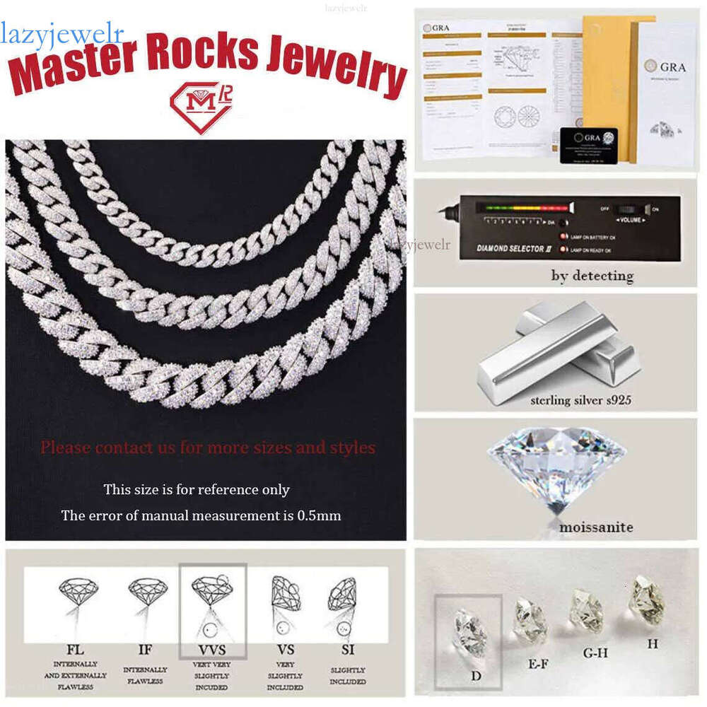 Hot Selling 10MM Miami Sterling Sier Iced Out Hiphop Custom Moissanite Cuban Link Chain