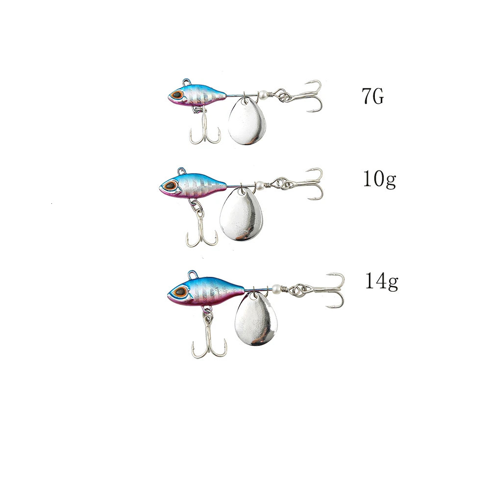 71014g Long S Rotating VIB vibration Bait Spinner Tail Spoon Fish Lure Jig Tractor Fishing Hard Baits Tackle Pesca 250708
