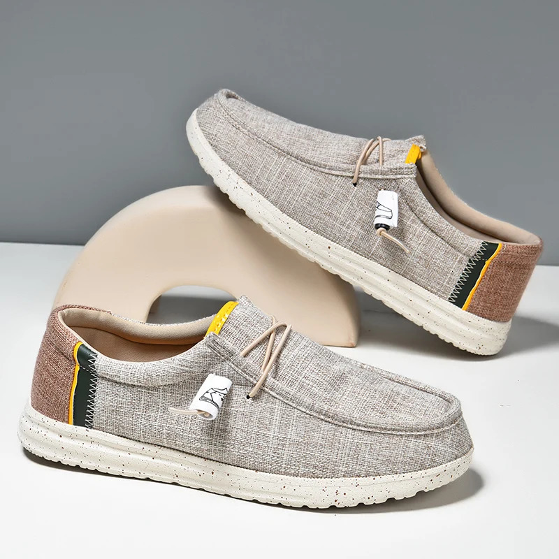 Mens Casual Canvas Shoes Breathable Slip-On Loafers Men Comfortable Flat Sneakers Lightweight Driving Boat Shoes Male Lazy Walk 250708