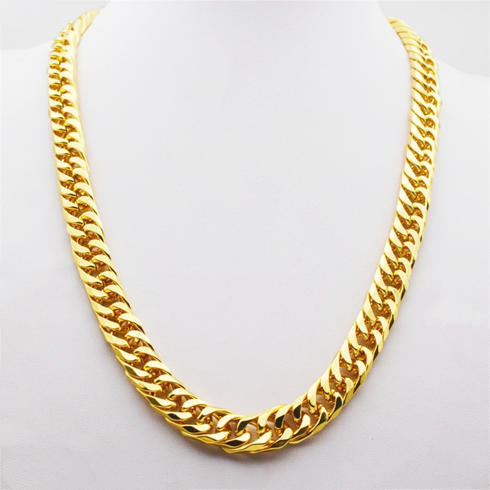Luxury Jewelry Designer Jewelry Xiaohongshu Style Men's Bold Necklace 10mm Side Chain Hip Hop Style Chain Horsewhip Chain Braided Chain Wholesale