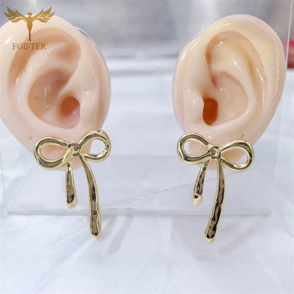 Hyperbole Large Big Bowknot Earrings for Women Stainless Steel Jewelry Gold Plated Ear Piercing Stud Accessories boucles brinco 250708