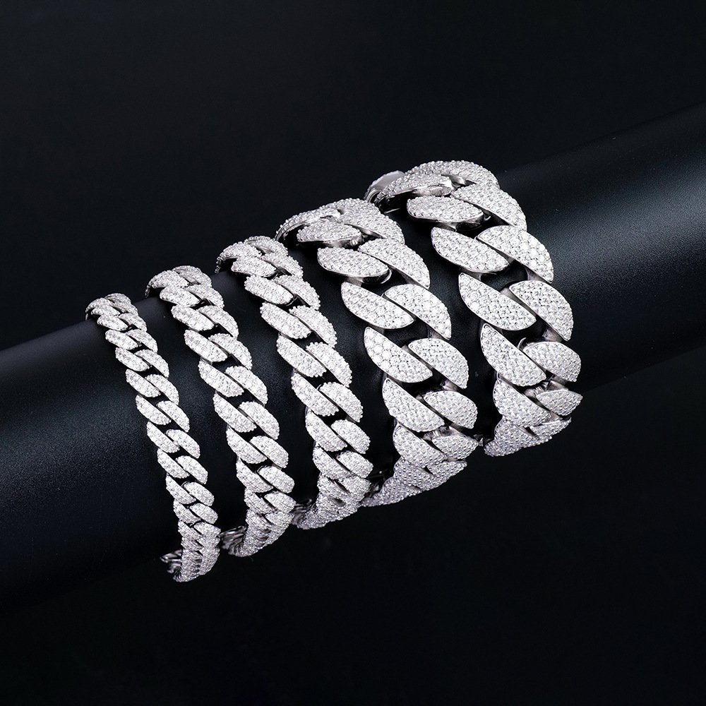 Luxury Jewelry Designer Jewelry 8mm Arc Cross-border European And American Chain Men's Hip-hop Rap Moissanite Bracelet Jewelry Light Luxury High-