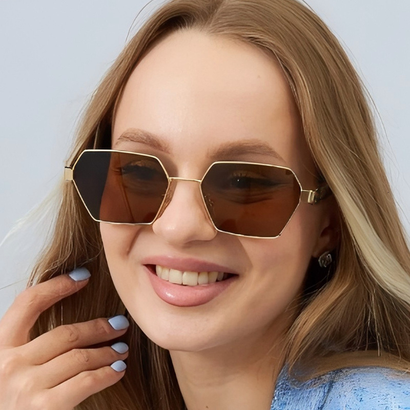 Designer's Luxury Eyewear: Men's Elegant Thin-edge Polygonal UV Protective Sunglasses, Women's Large-face Slimming Polarized Sunglasses