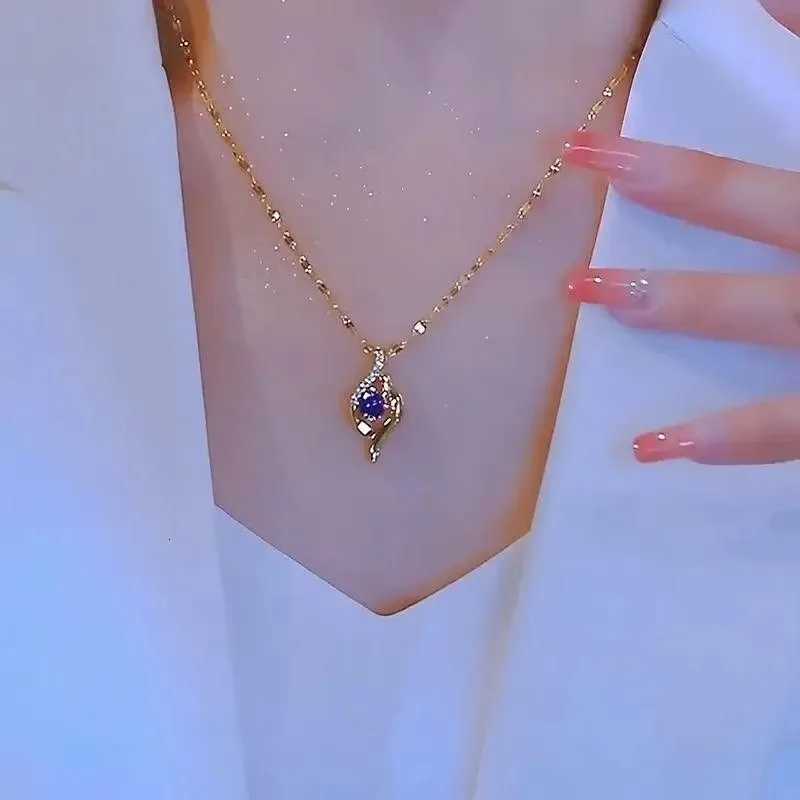 Purp Water Drop Simp Tpeent Versatile Titanium Steel Chain Does Not Fade with Your Necklace Pendant W250712