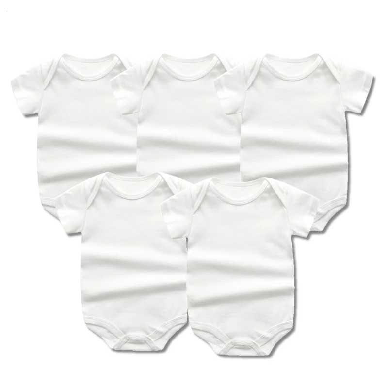 5PCS/LOT Summer Baby Bodysuits Newborn Baby Clothing Cotton White Color Kids Jumpsuits Baby Boy Girl Clothes Infant Costume Z250712