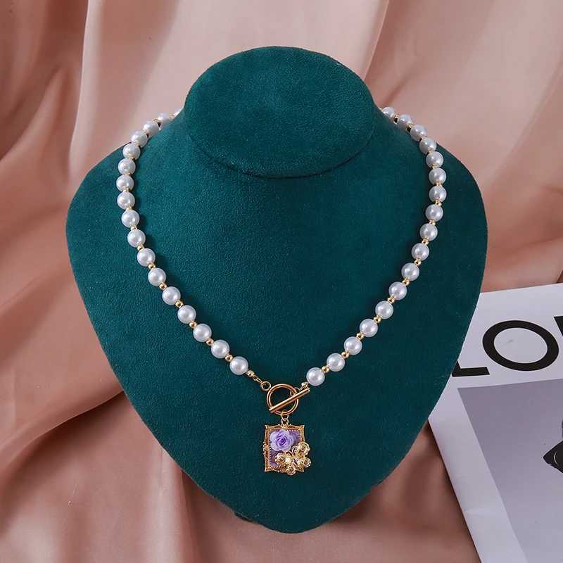 Pearl Choker Rose Flower Necklace For Wen Stainss Steel Peony Plum Bloss Pendant Collaone Chain Trend Wedding Jewelry W250712