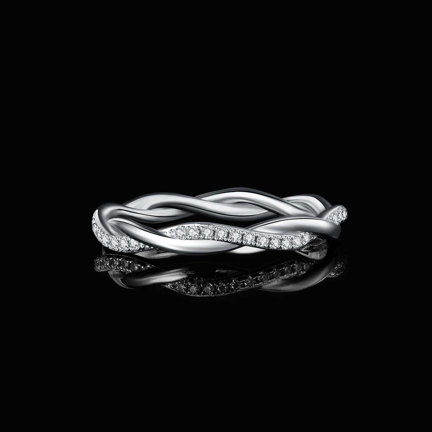 JewelryPalace Moissanite D Color Love Rope Infinity 925 Sterling Silver Stackable Band Ring for Women Yellow Rose Gold Plated y250712