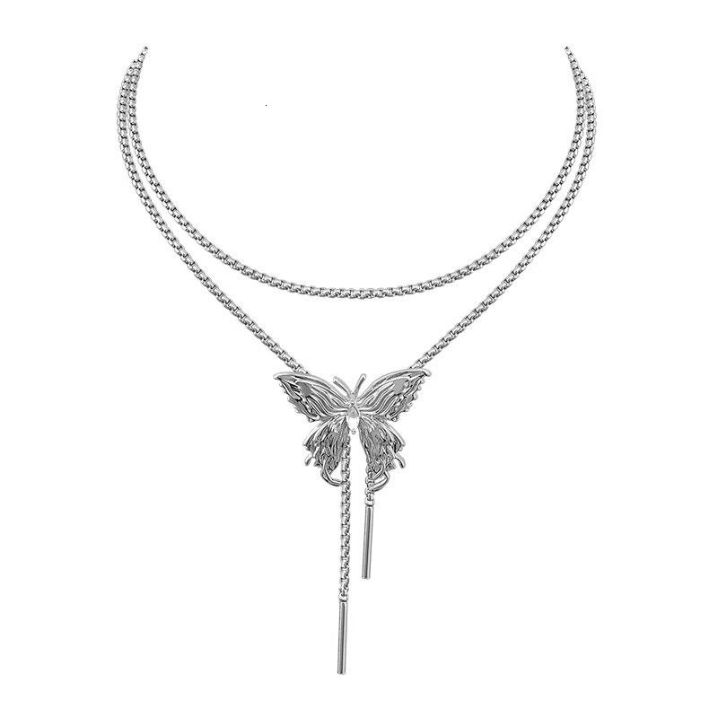 Luxury Jewelry Designer Jewelry Pull Butterfly Necklace For Women 2023 New Trendy Light Luxury Niche Exaggerated Long Collarbone Necklace Neck Accesso