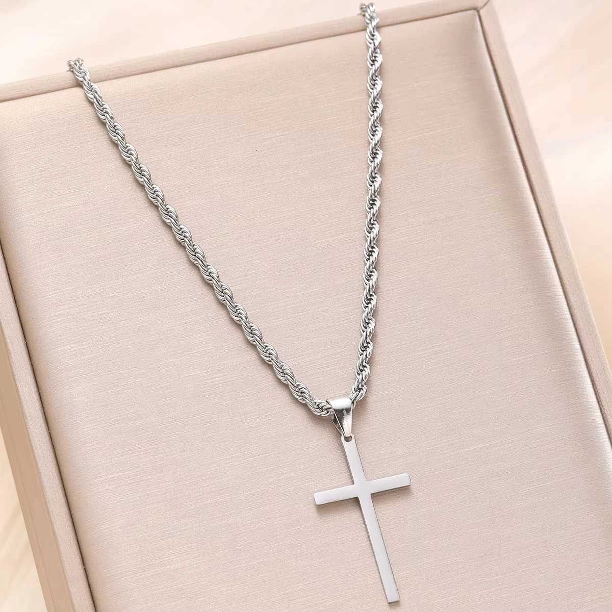 New Stainless Steel Cross Pendant Necklace for Men Wen Minimalist Gold Color Jewelry Ma Fa Necklaces Chokers Gifts 2025 W250712