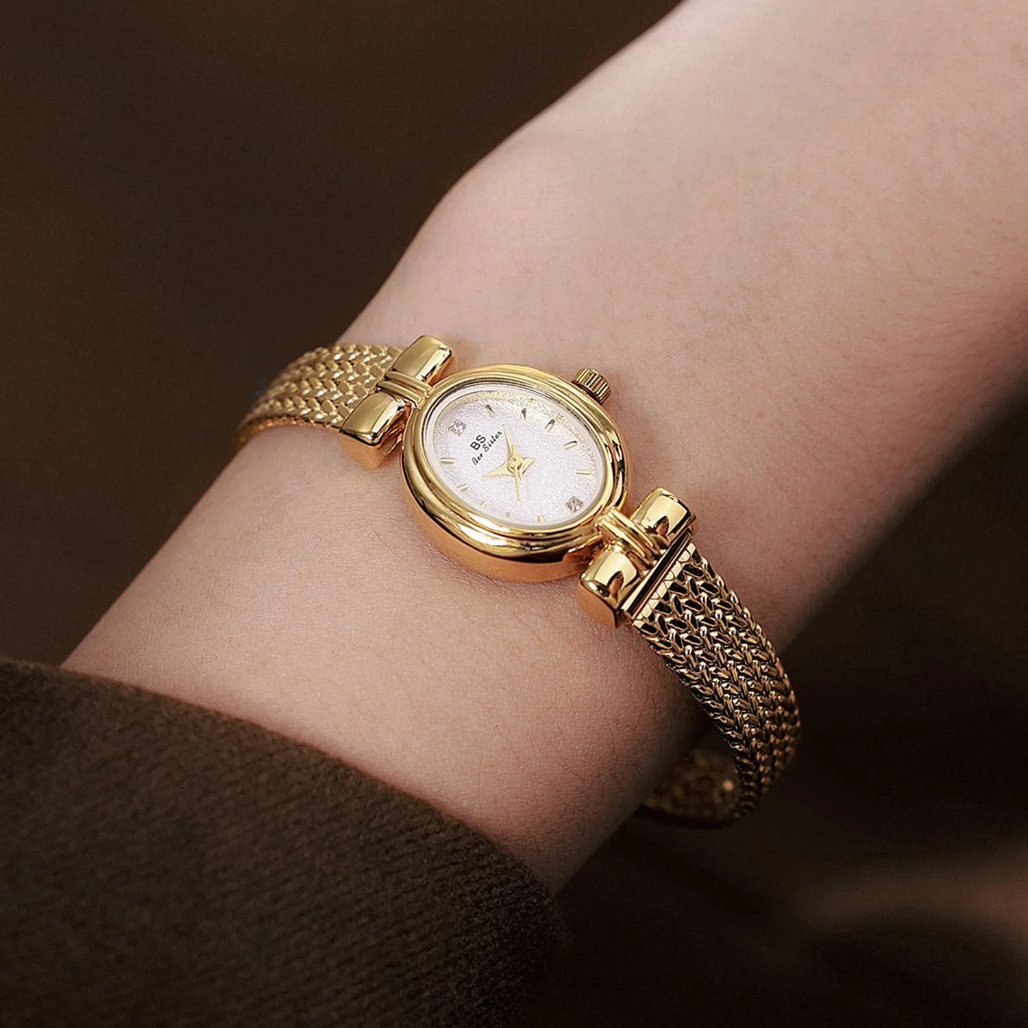 Womens Watches Oval Quartz Watch Gifts For Women Vintage Elegant Waterproof Golden Wheat Bracelet Wristwatch 250712
