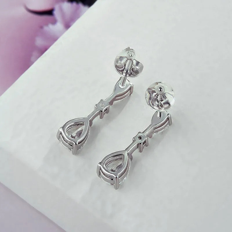 Choucong Ins Top Sell Dangle Earrings Simple Fashion Jewelry 925 Sterling Silver Water Drop Pear Cut 5A Zircon CZ Diamond Party Sweet Cute Party Women