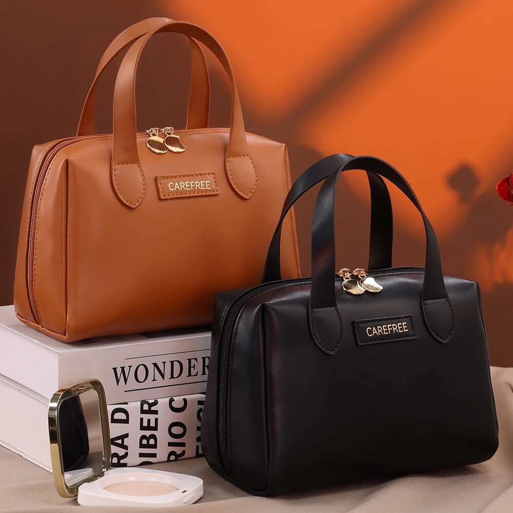 Large Capacity Fashion Cosmetic Bag Portable PU Travel Makeup Pouch Waterproof Bathroom Wash Bags Multifunctional Toiletry Kit