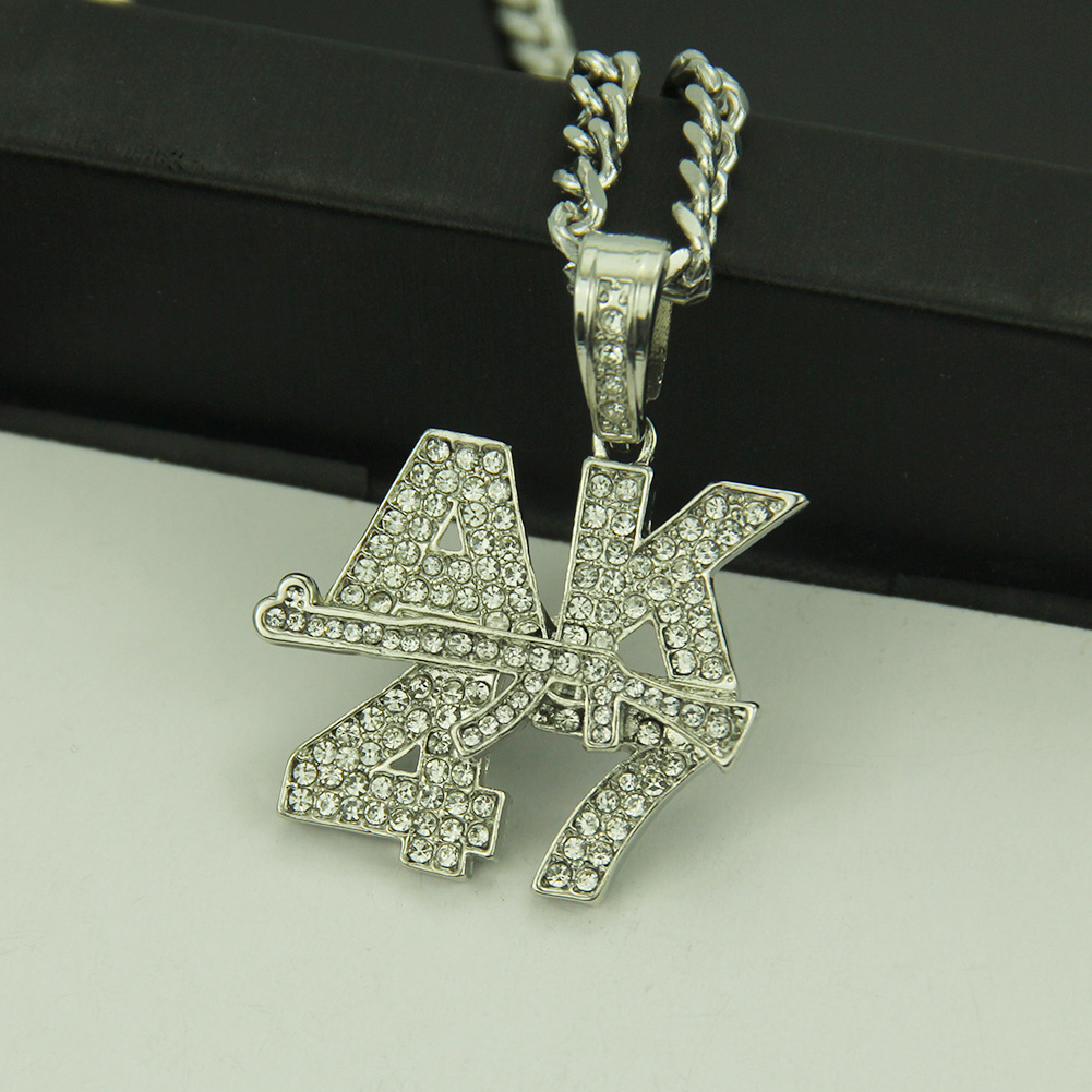 Luxury Jewelry Designer Jewelry European And American Hip-hop Pendant Necklace AK47 Pistol Inlaid With Diamonds Mini Tom Gun Men's Punk Accessori