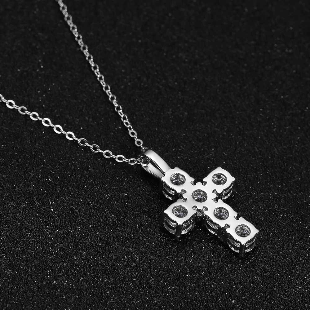 3ct D VVS1 Moissanite Cross Pendant Necklaces for Women Sparking Diamond with GRA 925 Sterling Silver Necklace W250712