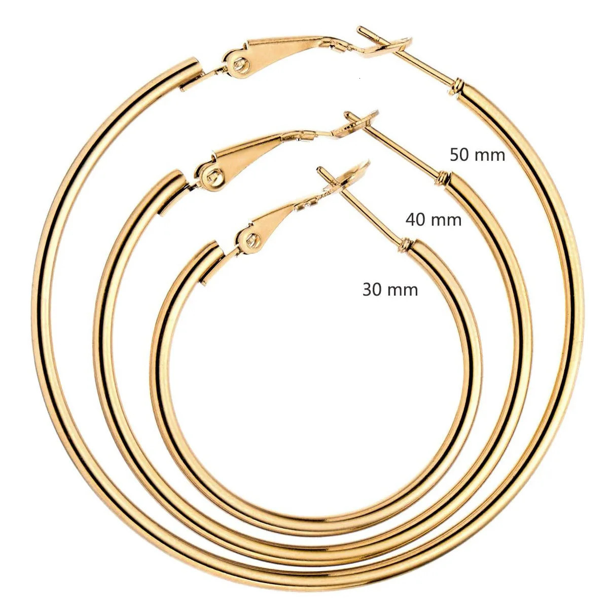 6pair /set Smooth Open Women Men Hoop Earrings Stainless Steel Ears Jewelry Accessories Birthday Gifts. Party Gifts 250708
