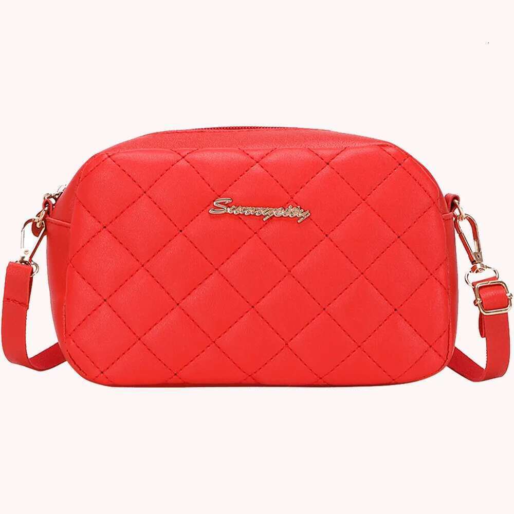 Embroidered Female Messenger PU Lattice Shoulder Crossbody Bag Solid Color Shopping Daily Purse Ladies Handbags