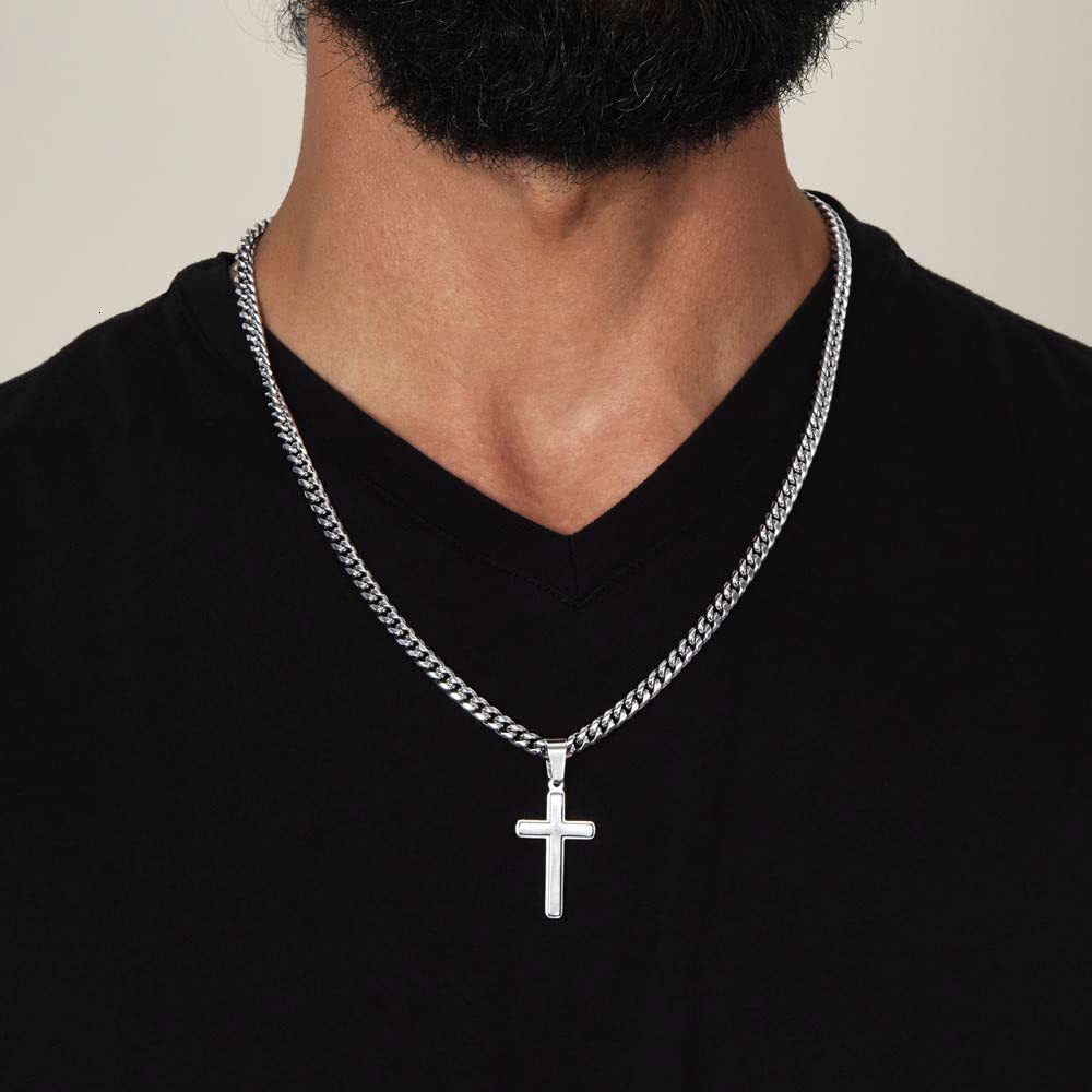 Luxury Jewelry Designer Jewelry Cross-border Amazon New Stainless Steel 'to My Man' Cross Pendant Men's Necklace Father's Day Gift