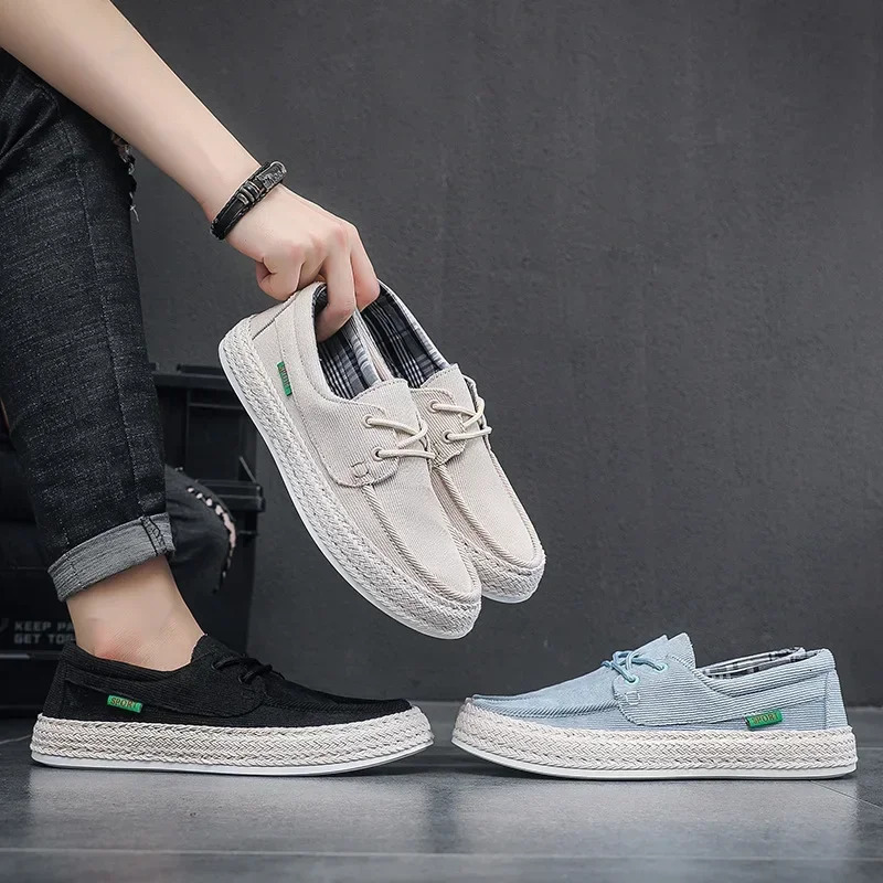 Men Summer Canvas Shoes Breathable Comfortable Casual Shoes Outdoor Walking Sneakers Loafers for Men Vulcanized Shoes 250708