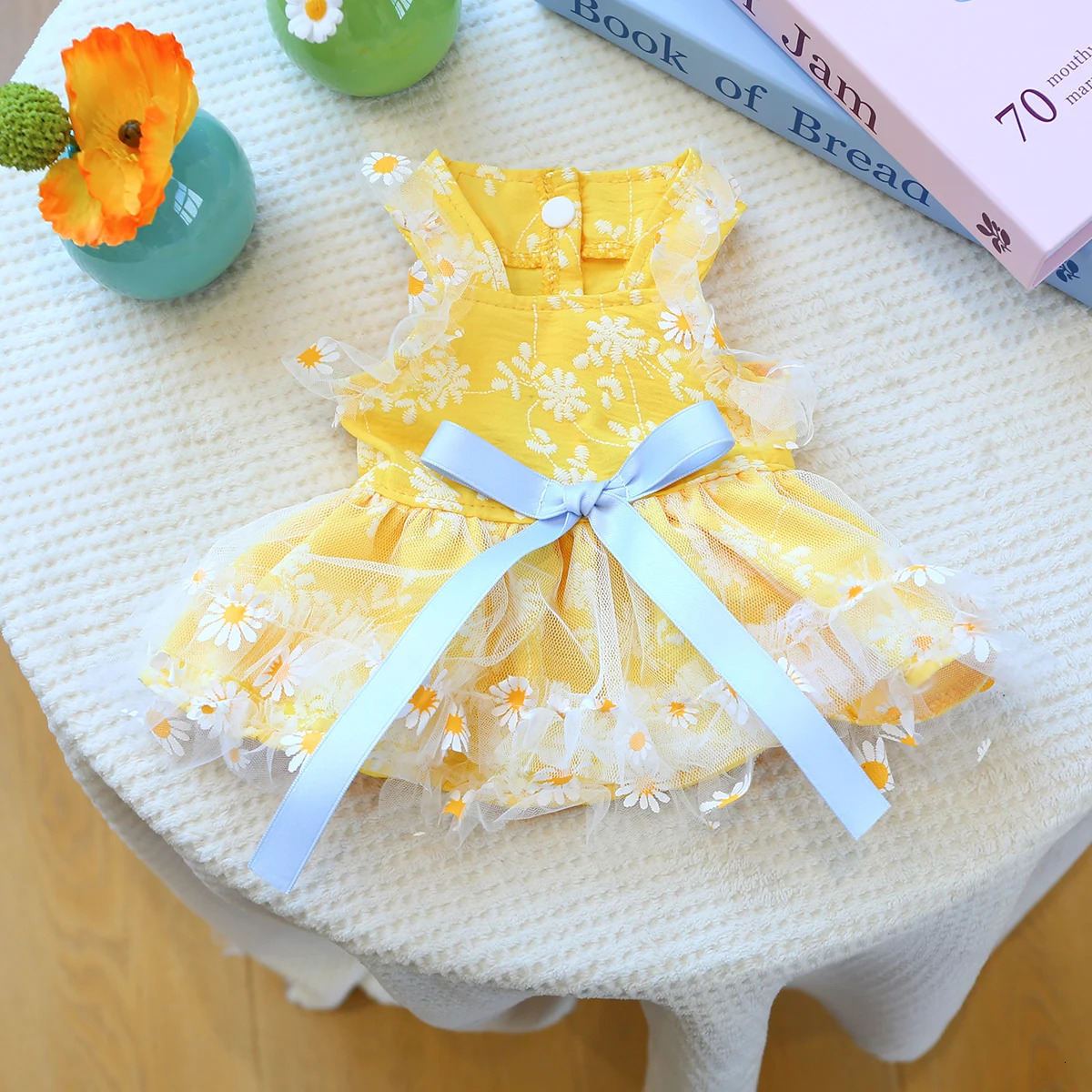 Summer Daisy Suspender Dress Pet Clothing Dog Cat Anti-Hair Loss Summer Yellow Princess Dress 250708