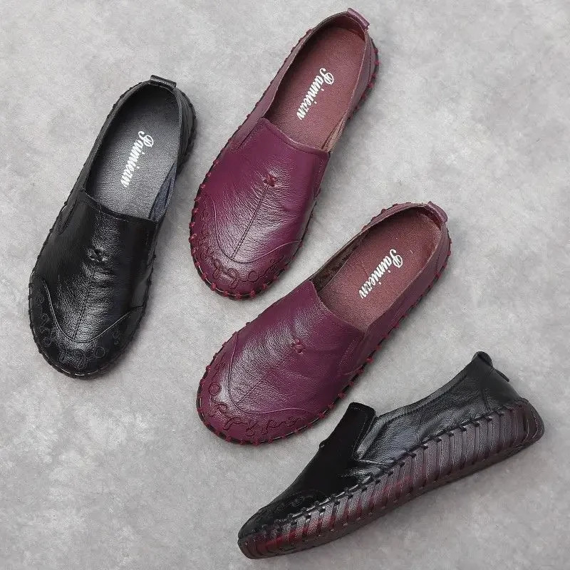 2024 Fashion Cow Leather Loafers Ladies Moccasins Women Summer Flats Casual Leisuer Daily Oxford Shoes Woman Flats 250707