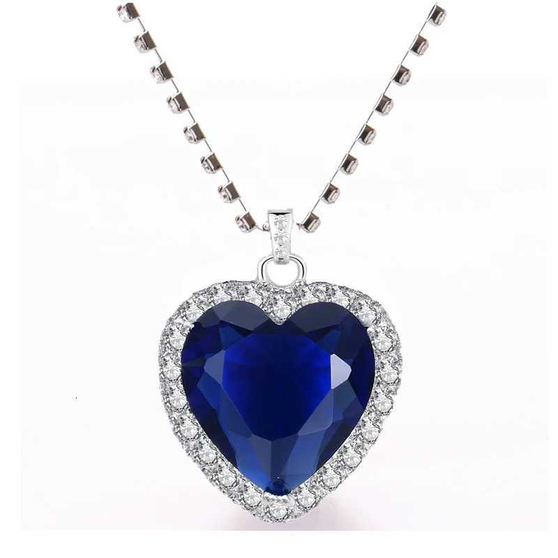 Titanic of Ocean Blue Love Forr Pendant Necklace + Velvet Bag W250712