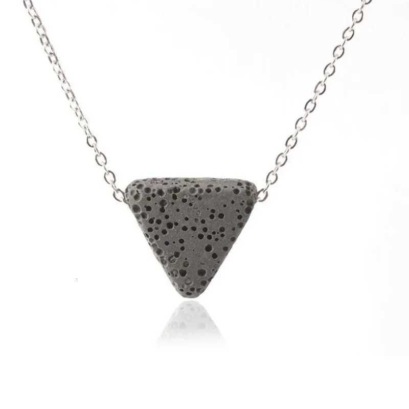 Colorful Triangle Lava Stone Essential Oil Diffuser Necklace Aromatherapy Volcanic Rock Stainless Steel Chain Jewelry W250712