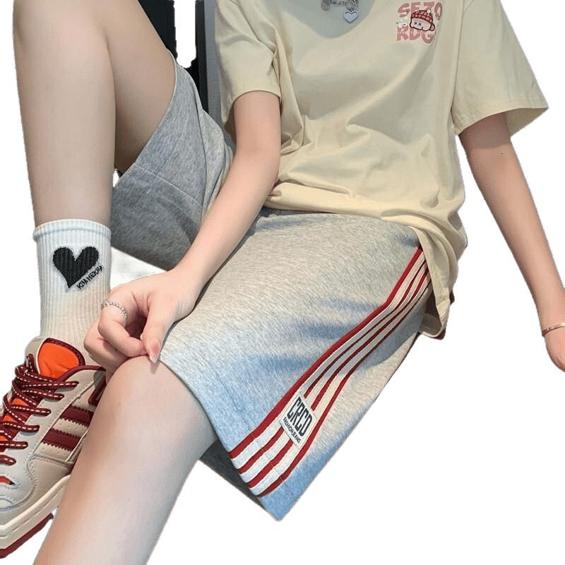 Summer new women's pants sports shorts Summer student casual loose and fashionable straight cotton running wide leg five quarter shorts New desig
