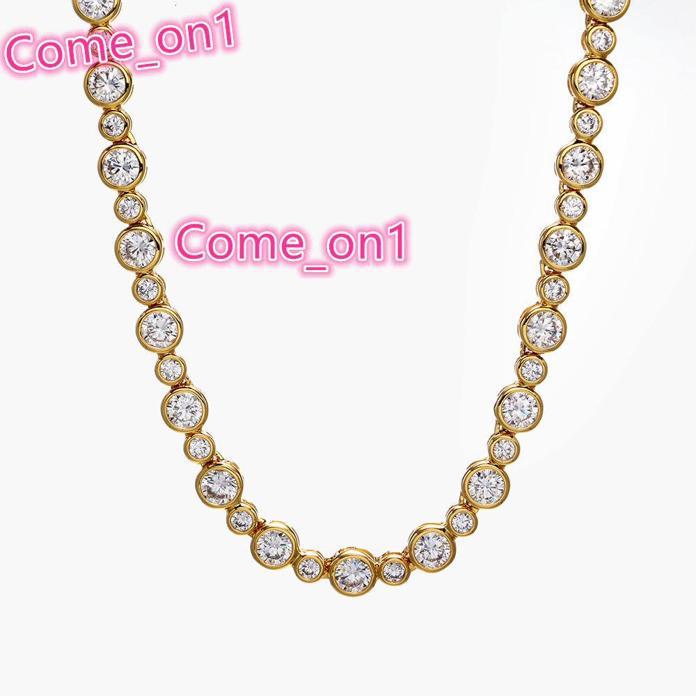 Hip Hop Women Jewelry Iced Out Gold Plated Diamond Tennis Link Chain Bracelet Set Round Cut Cubic Zirconia Bezel Tennis Necklace