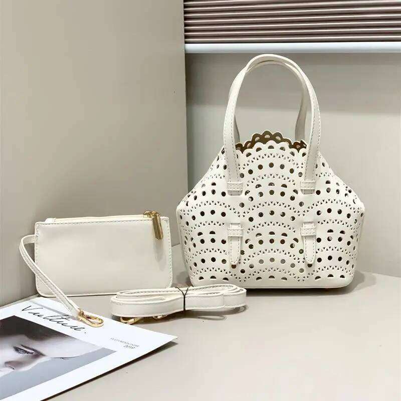 Hollow Out Carving Leather Texture Mother Daughter Handbag Crossbody Tote Bag Fre Sweet Sle Daily Use
