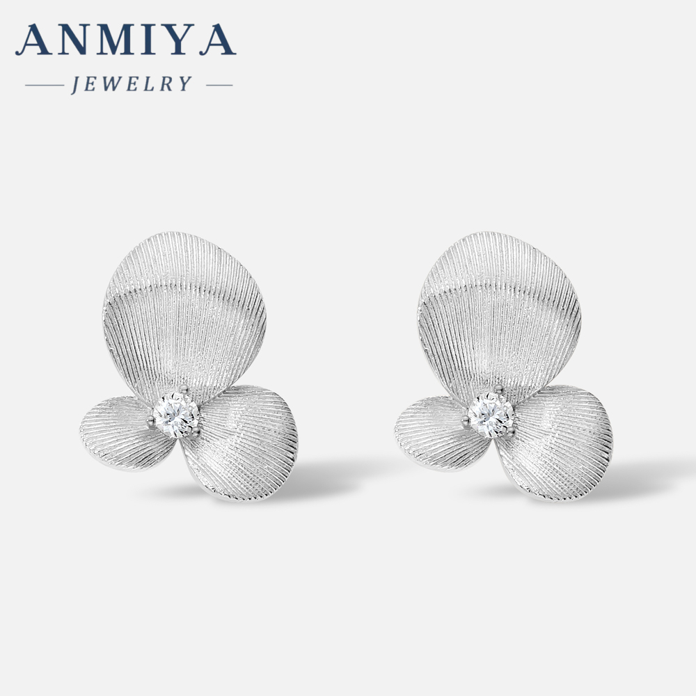 Fashion Jewelry 18k Gold Plated 925 Sterling Silver Delicate Flower Stud Earring