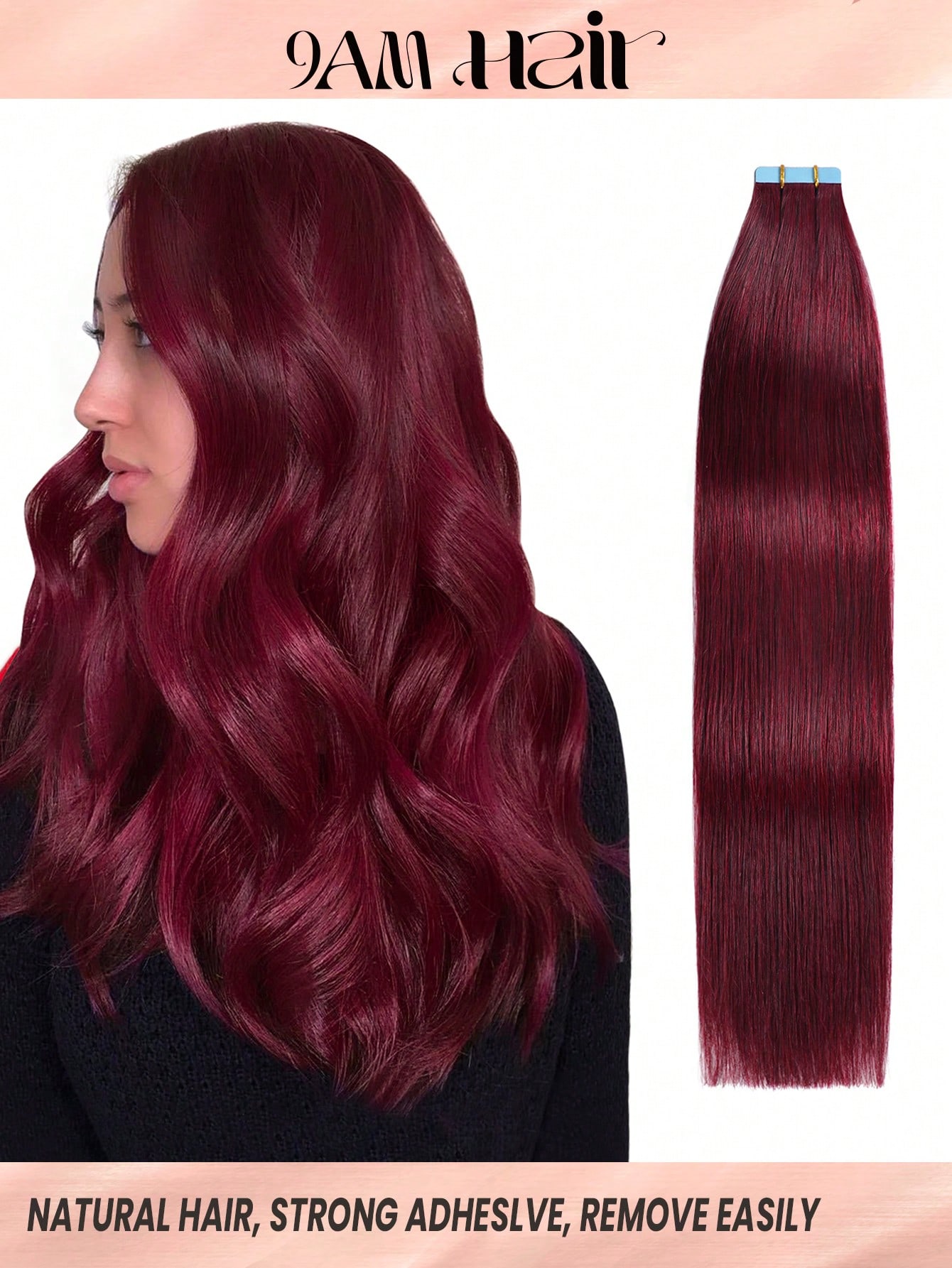Vibeshift Tape In Hair Extensions 100% Remy Human Hair 12-24inches Straight Seamless Skin Weft Tape-in Hair Extensions 50g/Pack