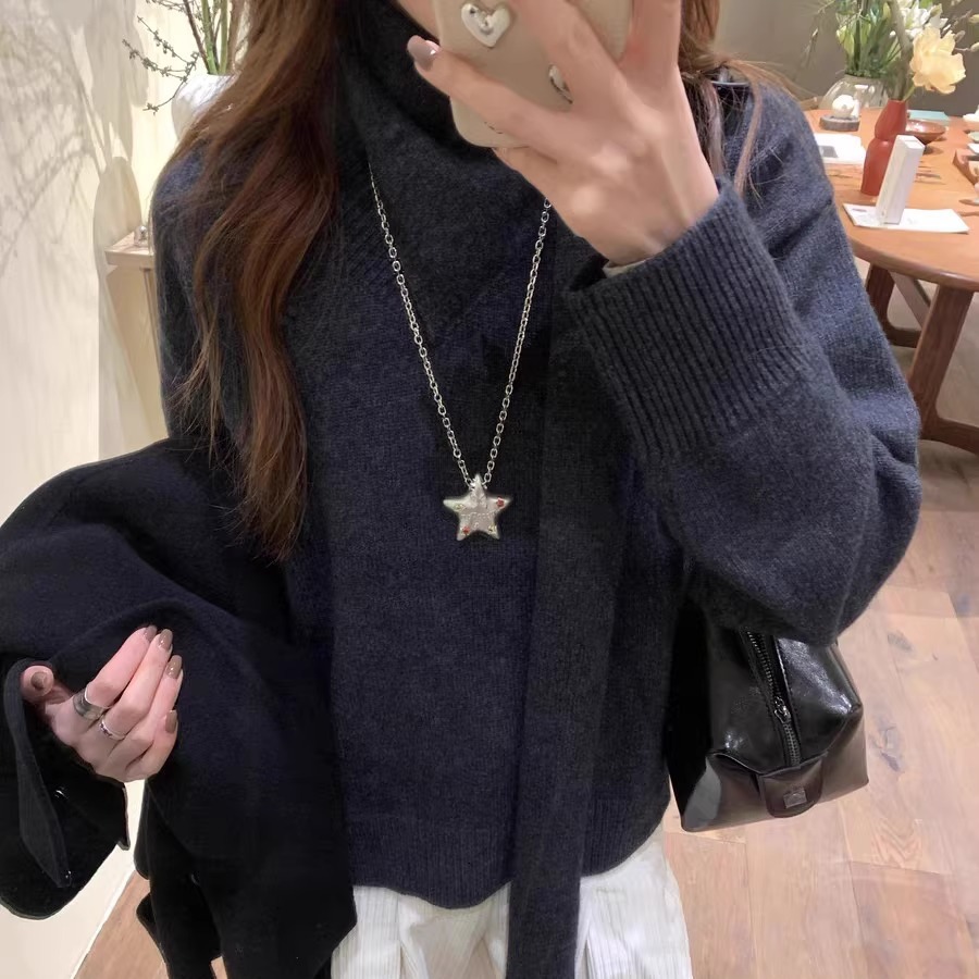 Luxury Jewelry Designer Jewelry Dopamine Zircon Star Pendant Necklace For Women Sweet Cool Minimalist Style Long Sweatshirt Chain Accessory Versatile
